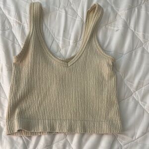 Urban Outfitters Cream Ribbed Tank Top